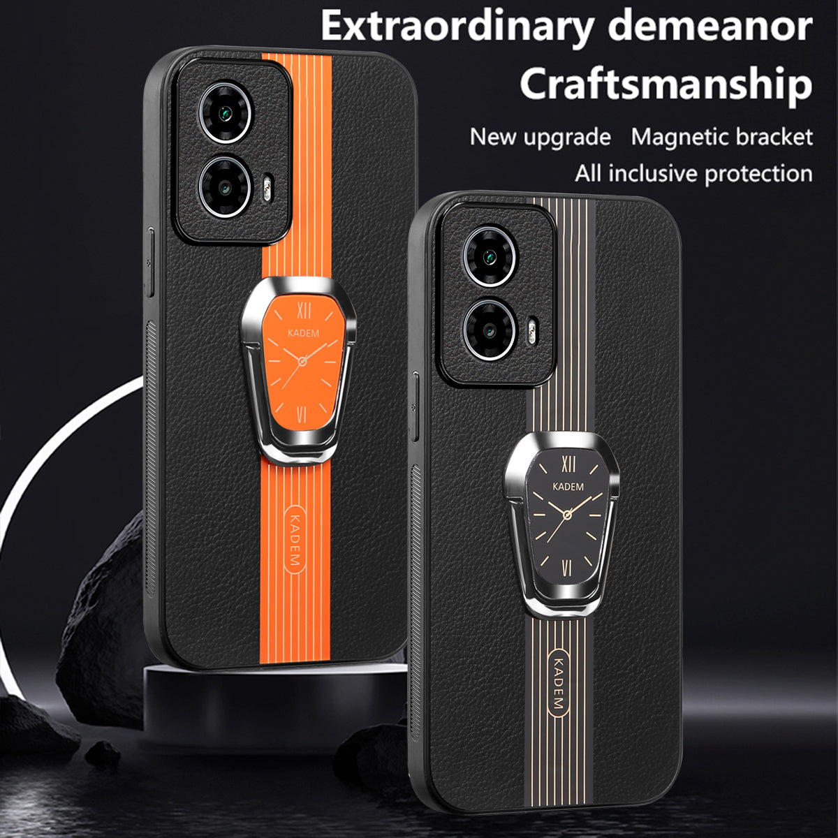 KADEM PU+TPU+Acrylic Cover for Motorola Moto G34 5G Hands-free Kickstand Phone Case KADEM PU+TPU+Acrylic Cover for Motorola Moto G34 5G Hands-free Kickstand Phone Case